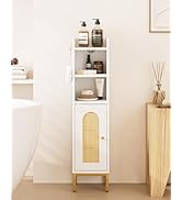 AEPOALUA Bathroom Storage Cabinet, Small Corner Floor Hutch with Door and Shelves, Narrow Toilet ...