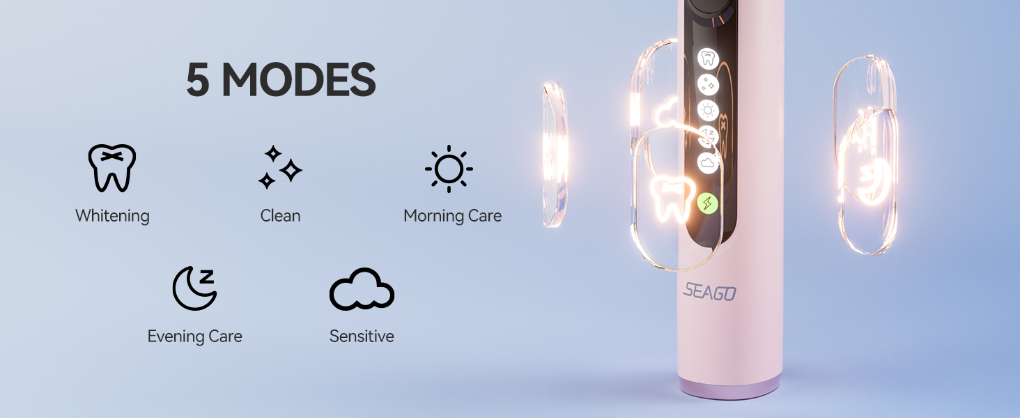 soft round electric toothbrush with 5 modes