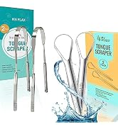KN FLAX Tongue Scraper [4 pack] [Medical Grade] Reduce Bad Breath Maintains Oral Care 100% BPA Fr...