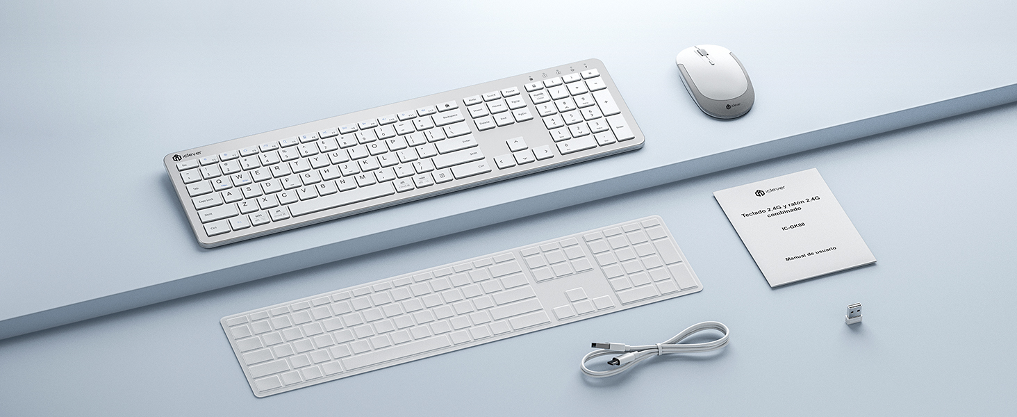 white keyboard and mouse