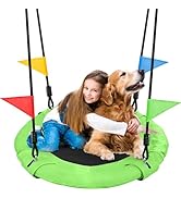 Odoland 30 inch Kid Tree Swing, Outdoor Small Saucer Swing - 900D Waterproof Oxford Platform Swin...