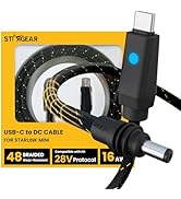 STARGEAR Starlink Mini Cable 6.5FT, Max 140W Input Starlink Mini USB C to DC Power Cable with Ind...