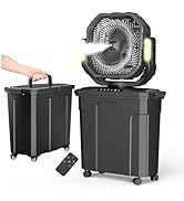 Ausic 20L 12Inch Portable Bucket Misting Fan, 30000mAh Oscillating Outdoor Fans with Water Spray ...