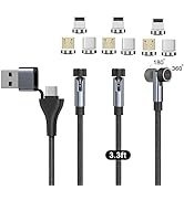 NetDot Magnetic Charging Cable,6in1 Gen12 (3.3ft/3 Pack Black) 18W Fast Charging Magnetic Phone C...