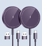 Magnetic Wireless Charger for iPhone: Mag Safe Charger Fast Purple Charging Pad 2 Pack Compatible...