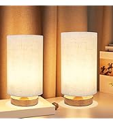 Table Lamp for Bedroom - Small Beside Lamps for Night Stands Home Office - Minimalist Design Warm...