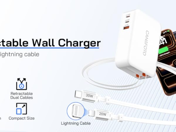50W Retractable Wall Charger