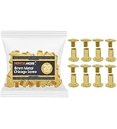 Performore 20 Pack of Chicago Screw Post Binding Screws, 8mm Brass Plated Metal Screw Posts for S...
