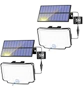 Peasur 2 Pack Solar Motion Lights Outdoor, 318 LED Solar Security Light with 3 Modes, IP65 Waterp...