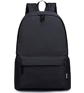 abshoo Lightweight Casual Unisex Backpack for School Solid Color Boobags (Black)