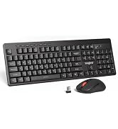 Wireless Keyboard and Mouse Combo with Silent Touch, 104-Key Full Size with 8 Additional Shortcut...