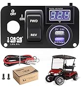 10L0L Golf Cart 3 in 1 Multifunctional Integrated Panel,12V 3.0 Fast Charge Dual USB Charger Sock...