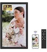 BIGASUO 21.5" Large WiFi Digital Picture Frame with Remote Control, 1920×1080 Full HD Non-Touch S...