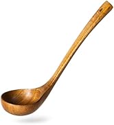 Hefild Wooden Soup Ladle, 10.8" Handle, 2 fl oz Medium Scoop Utensil for Serving &amp; Cooking, Teak ...