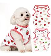 TENGZHI 2 Pack Dog Shirts Soft Stretchy Cotton Summer Pet Dog T Shirts for Small Dogs Cats Cute C...