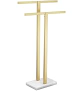 KOKOSIRI Bathroom Towel Rack 2-Tier Standing Towel Bars with Marble Base, Stainless Steel Freesta...