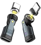 EndlesShine USB C to C Magnetic Adapter 2 Pack 9PIN PD 240W USB 2.0 OTG Charge Cable Adapter 90° ...