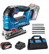 Dong Cheng 20V Brushless Jigsaw, 26mm Stroke, 800-3500 SPM, 0-45° Bevel, 6-Speed, Orbital Action,...