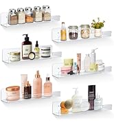 LUSCREAL 6 Pack Floating Shelves for Wall Storage, 15" Bathroom Wall Shelves, Acrylic Shelves for...