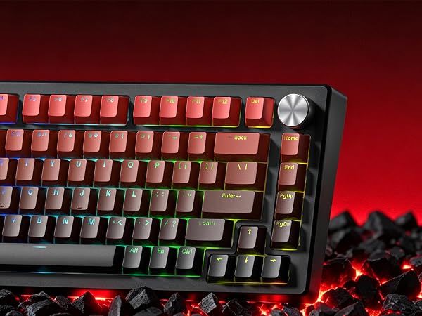 Shine Through Keycaps, PBT Keycaps, Red Keycaps 135 Keys
