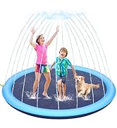Upgraded Non-Slip Splash Pad, Sprinkler &amp; Splash Play Mat for Kids and Dog, 67 inch Thicken Sprin...