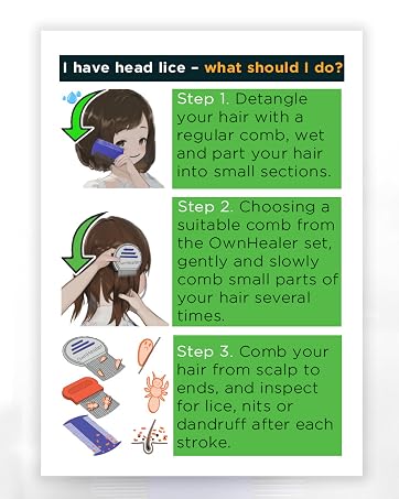 OwnHealer head lice treatment comb for nit and dandruff Peine para piojos y liendres