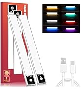 Under Cabinet Lighting, RGBWW LED Rechargeable Battery Operated Motion Sensor Light Indoor, 2 Pac...