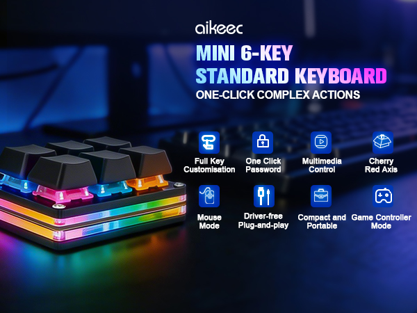 6 KEY MINI KEYBOARD GAMING KEYPAD MECHANICAL OSU KEY PAD CHERRY AXIS