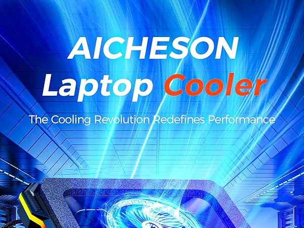 aicheson gaming laptop cooling pad blue black 1 turbo acfan stand