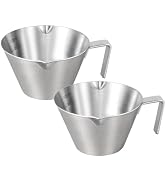YARRAMATE 2 Pcs Espresso Cups with Handle, Stainless Steel Espresso Accessories, Double Spout Met...
