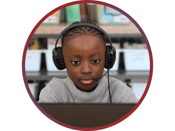 K-12 Headset, adjustable headband, and an adjustable boom microphone