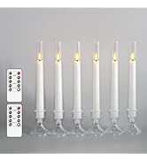 kakoya Upgraded Flameless Taper Candles with Remote,6 PC Acrylic Battery Operated Candles with Ca...