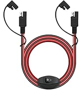 YACSEJAO 12V SAE to SAE Quick Release Adapter 16AWG 6.6FT SAE to SAE Connector Harness with On/Of...