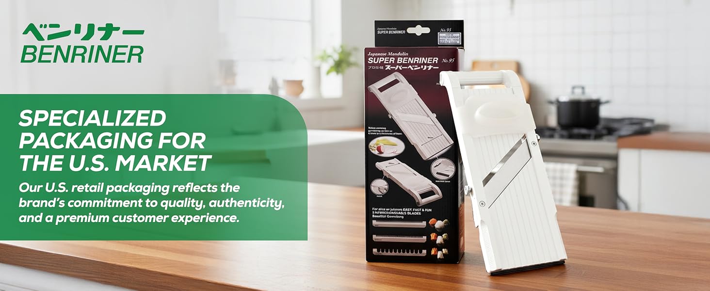 Benriner Mandoline Super Slicer, with 4 Japanese Stainless Steel Blades