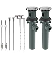 Bathroom Sink Drain with Overflow, 2 Pack Push and Seal Pop Up Drain Stopper with Lift Rod for Ba...