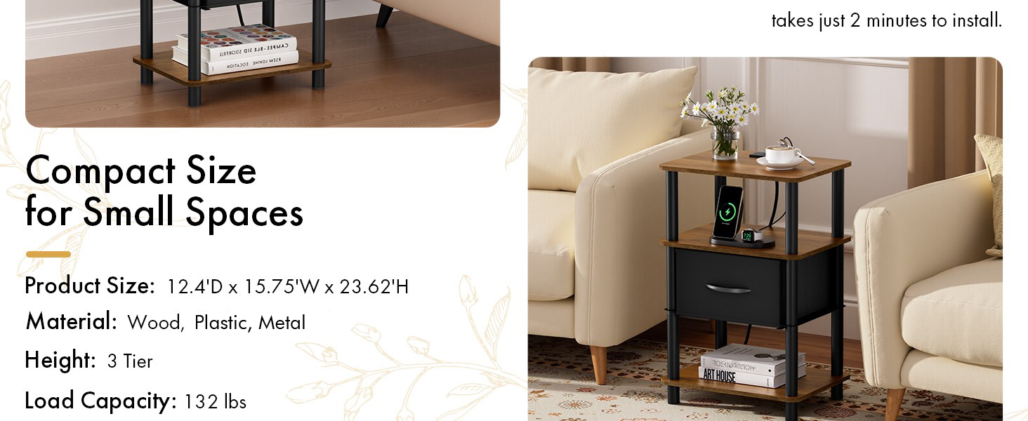 side table with charging station