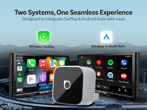 2026 Upgrade Ottocast Mini Cube, 2-in-1 Wireless CarPlay &amp; Android Auto Adapter