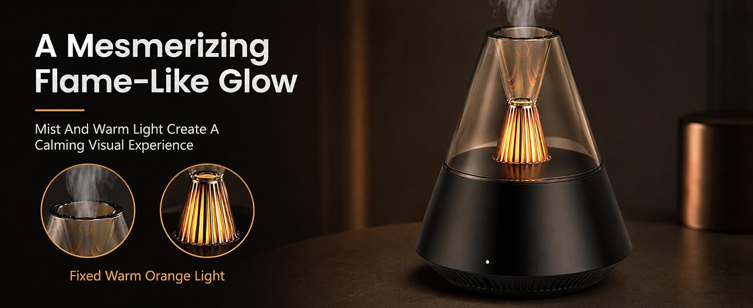 TriPro Essential Oils Aroma Diffuser,Portable Humidifier with Cool Mist and Warm Light Effect