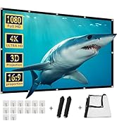 130 inch Projector Screen, Projection Screen Foldable Washable Anti-Crease Portable Projector 4K ...