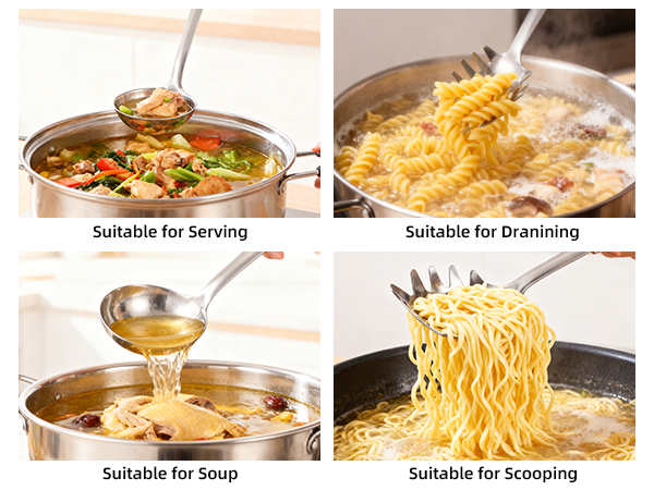 Stainless Steel Soup Ladle and Spaghetti Spoon Set