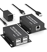 USB Extender Over Ethernet USB 2.0 HUB RJ45 Cat5e/6, 196ft/60m, up to 480Mbps Transfer Rate No Dr...