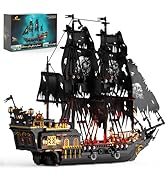 JMBricklayer Pirate Ship Building Toys with Lights, Pearl Pirate Ship Model Boat Kit 40002, Black...