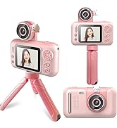 Kids Camera, Kids Digital Camera for Girls and Boys, Multifunction Front Back 180 Degree Angles P...