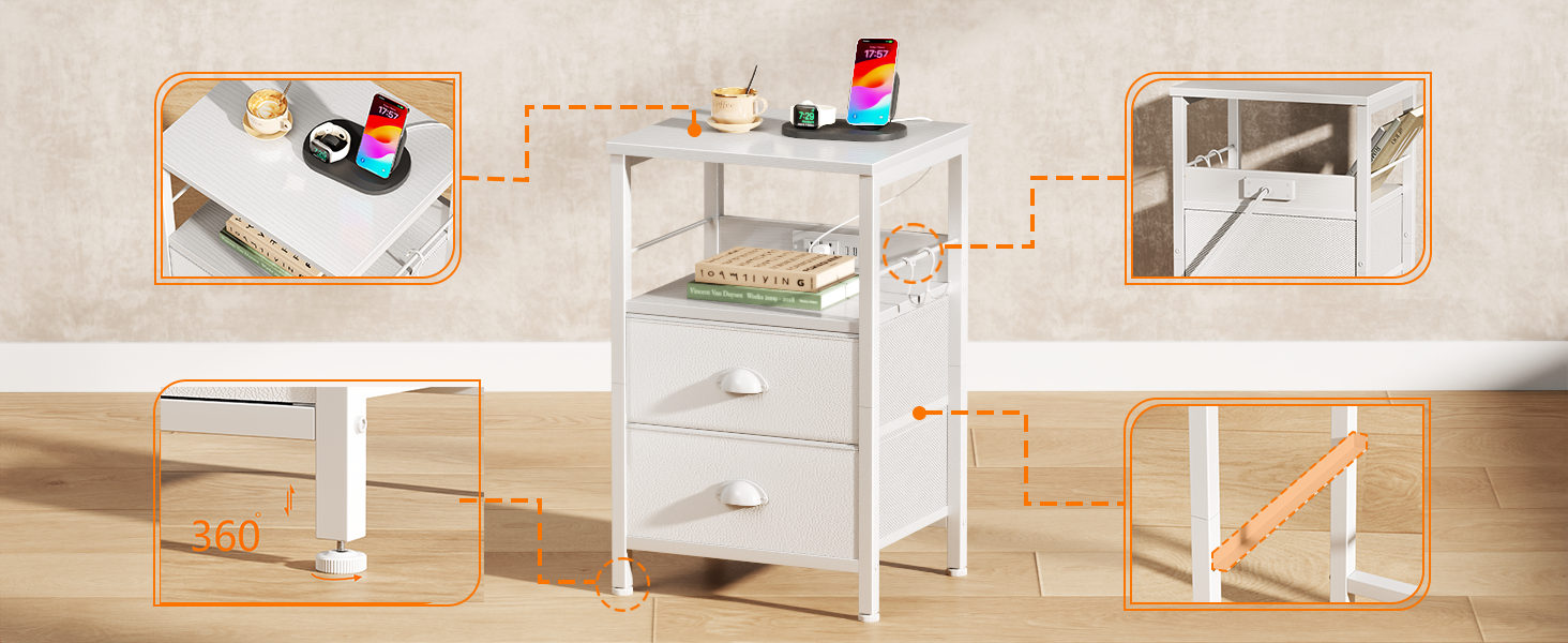 bedside table with drawers