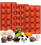 Mity rain (3 Pcs) 15 Cavity 2 inch Hot Cocoa/Chocolate Bomb Mold, 45 Cavity Total Semi Silicone M...