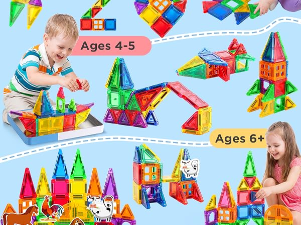 Magnetic Building Tiles 3D Blocks Construction Playboards STEM Creative Educational Toys for Kids