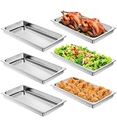 SVKLHY 304 Stainless Steel Full Size Hotel Pans: 6 Pack 6 Inch Deep [Anti-Jam][Super Thicken] Ste...
