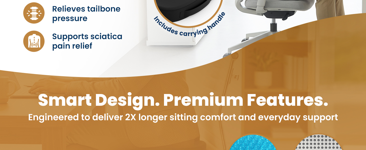 Everlasting Comfort Doctor Recommended Memory Foam Seat Cushion for Office Chairs &amp;amp; Car