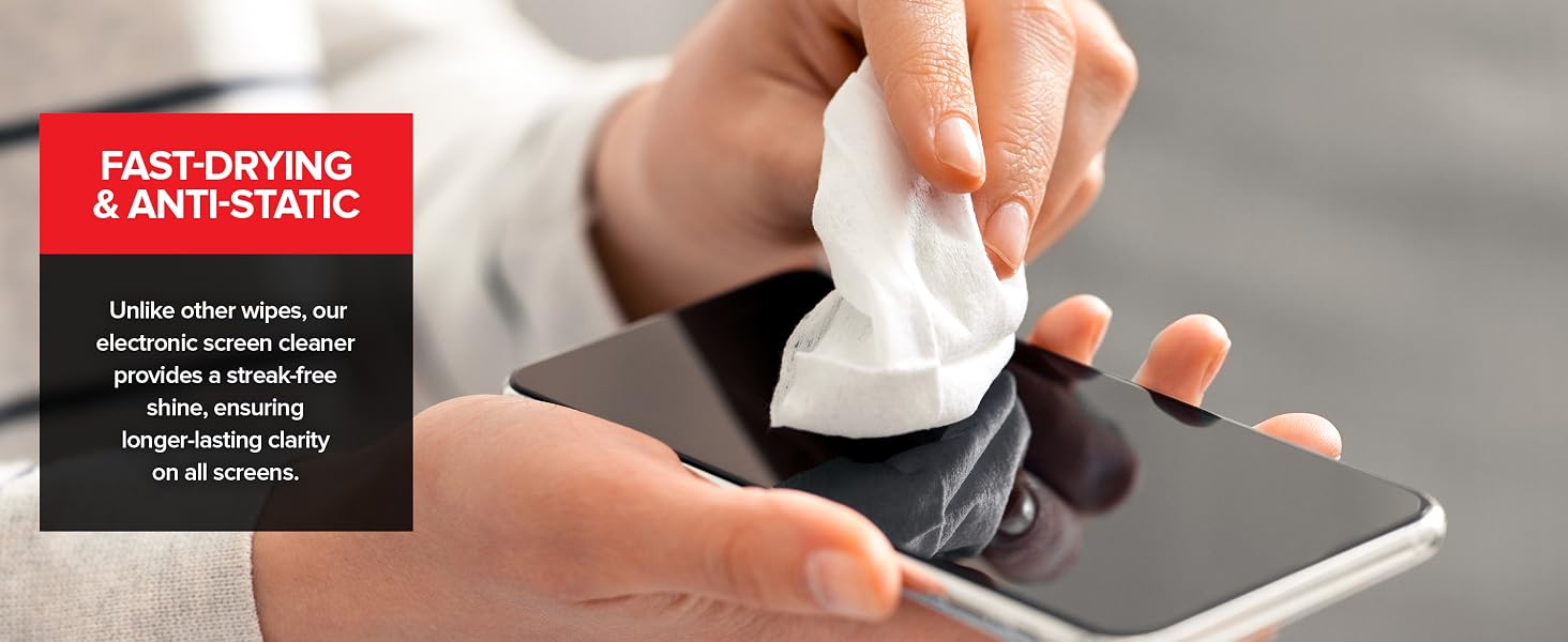 screen cleaning wipes, electronics cleaning wipes, streak free wipes, keyboard wipes