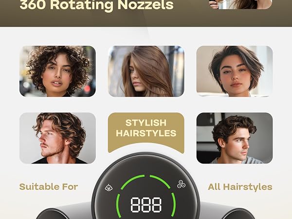High speed hair dryer with 360-degree rotating magnetic nozzle for targeted airflow